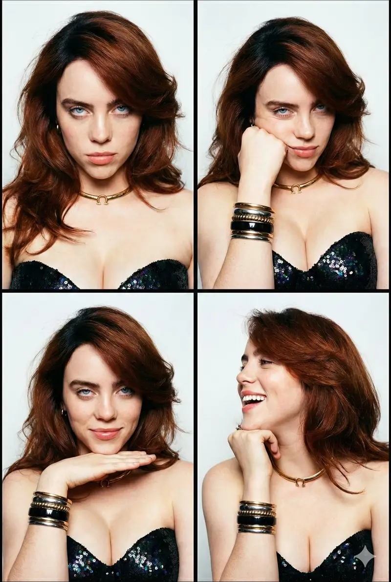 Preview of 2x2 Photo Grid of Billie Eilish in Y2K Style