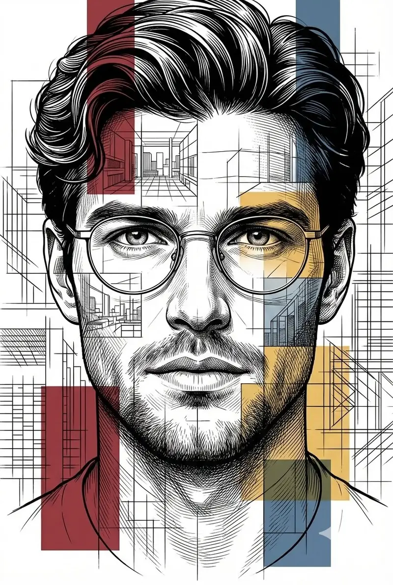 Preview of Architectural Blueprint Style Portrait