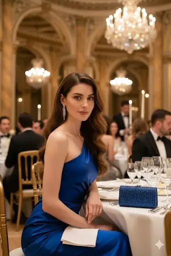 پیش‌نمایش Photorealistic Gala Portrait in Royal Blue