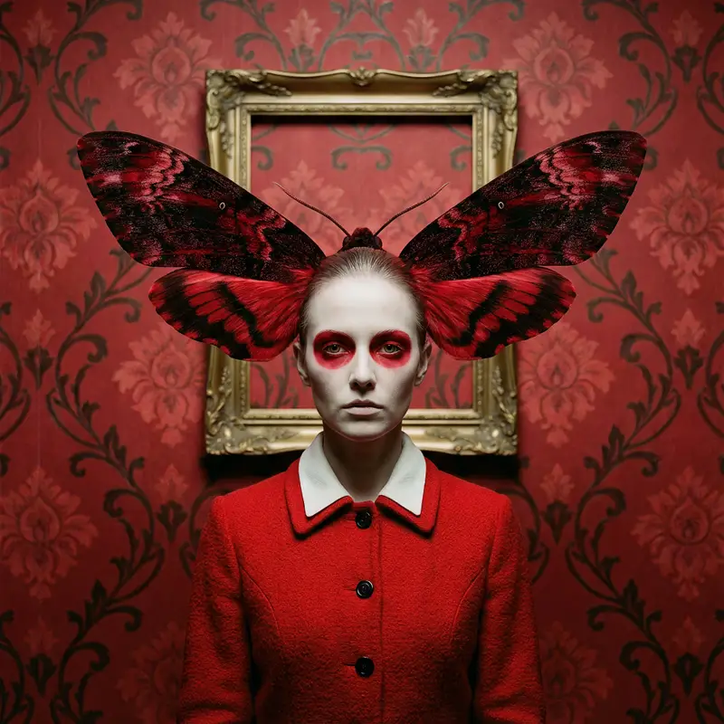 Preview of Surreal Moth-Winged Female Portrait
