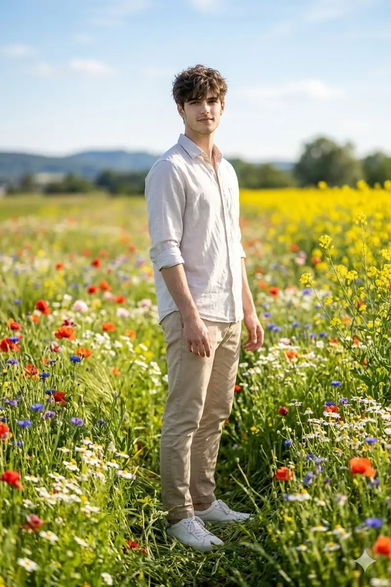 Preview of Spring Flower Field Portrait Prompt for Google Gemini Nano Banana Pro