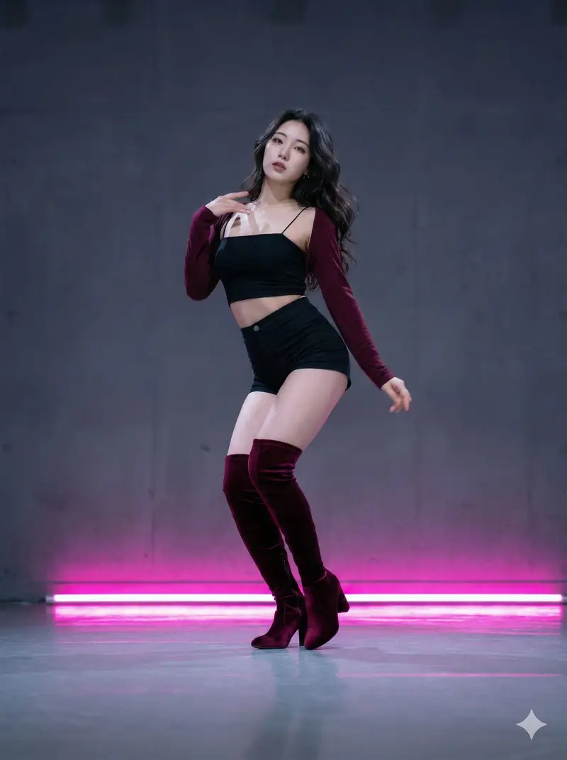 Preview of K-Pop Idol Dance Scene in Neon-Lit Studio