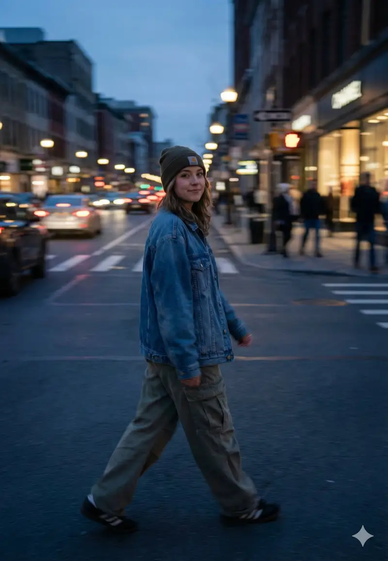 Preview of Cinematic Blue Hour Street Portrait Prompt for Nano Banana Pro