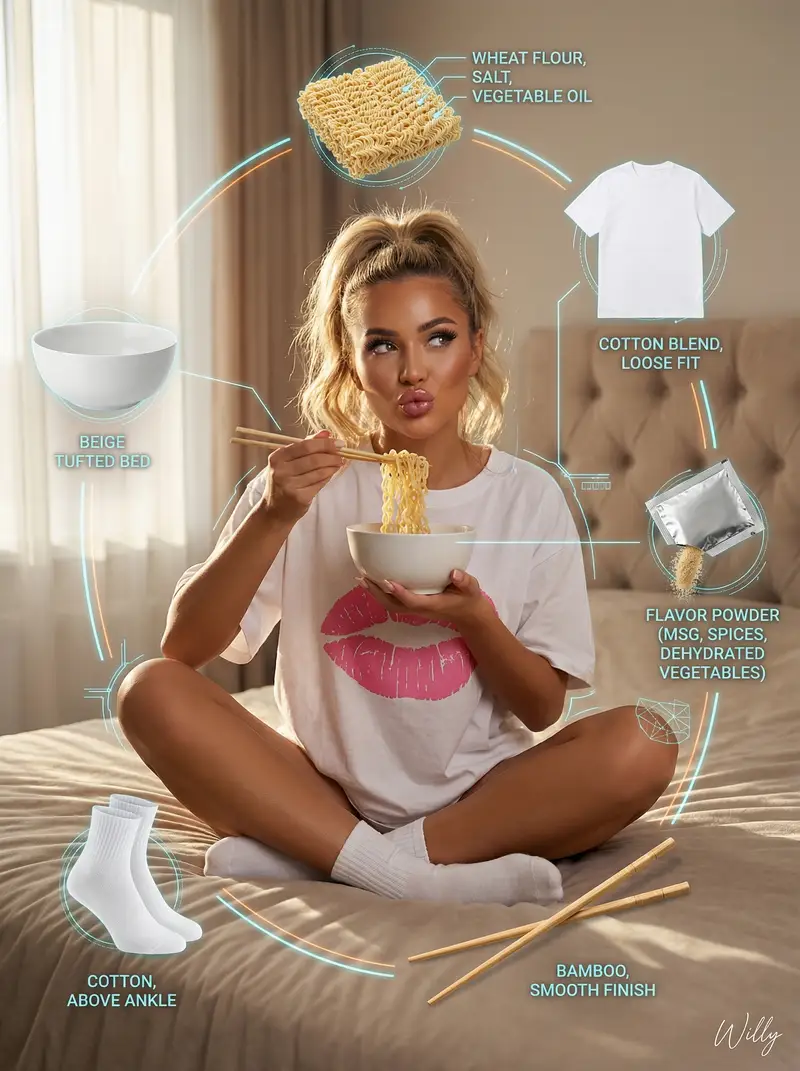 پیش‌نمایش Photorealistic Product Anatomy Image Prompt (Instant Noodles)