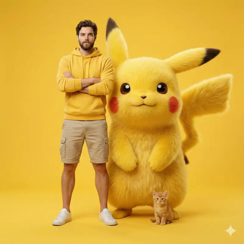 Preview of Giant Pikachu Studio Portrait Identity Lock Prompt