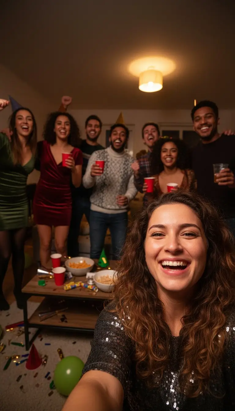 Preview of Realistic Group Selfie with Smartphone Flash Effect