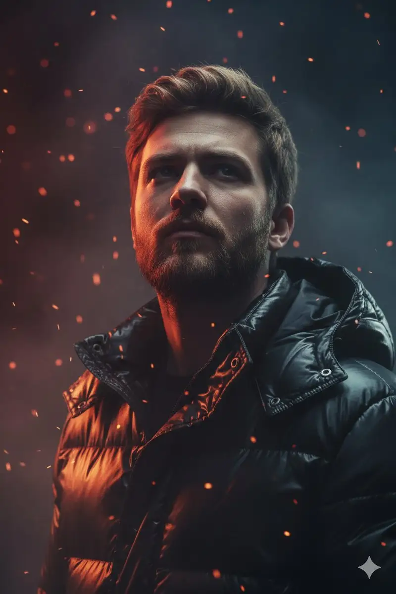 Preview of Dramatic Cinematic Portrait of a Rugged Young Man