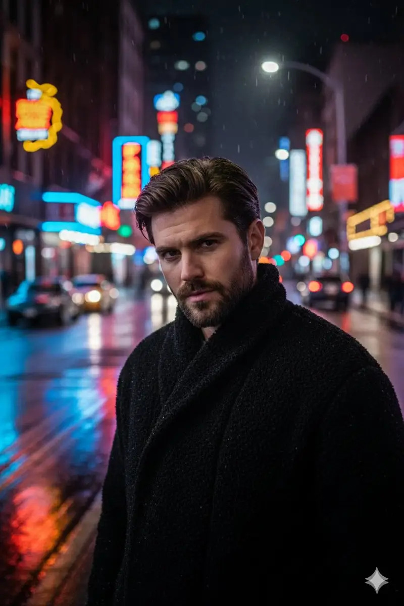 Preview of Cinematic Neon Night Street Portrait