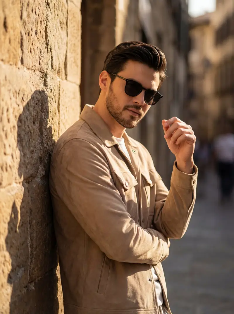 Preview of Cinematic Golden Hour Portrait of Stylish Man