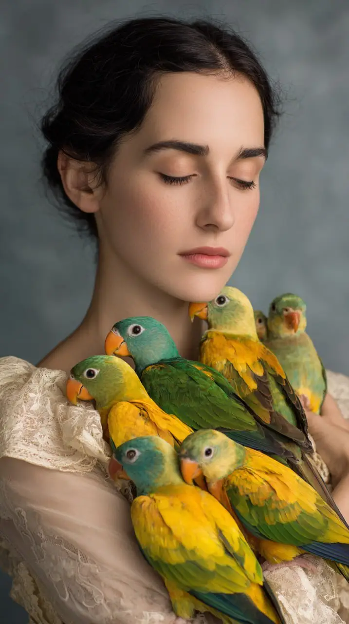 Preview of Studio Portrait with Parrots