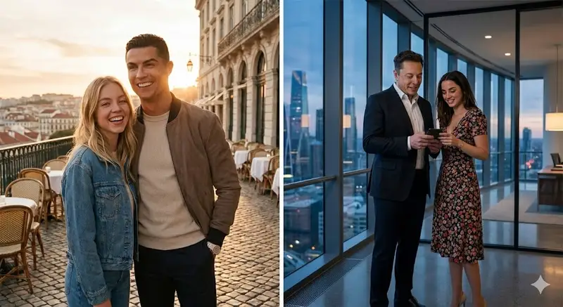 Preview of Celebrity Pairing Split-Screen Collage Prompt