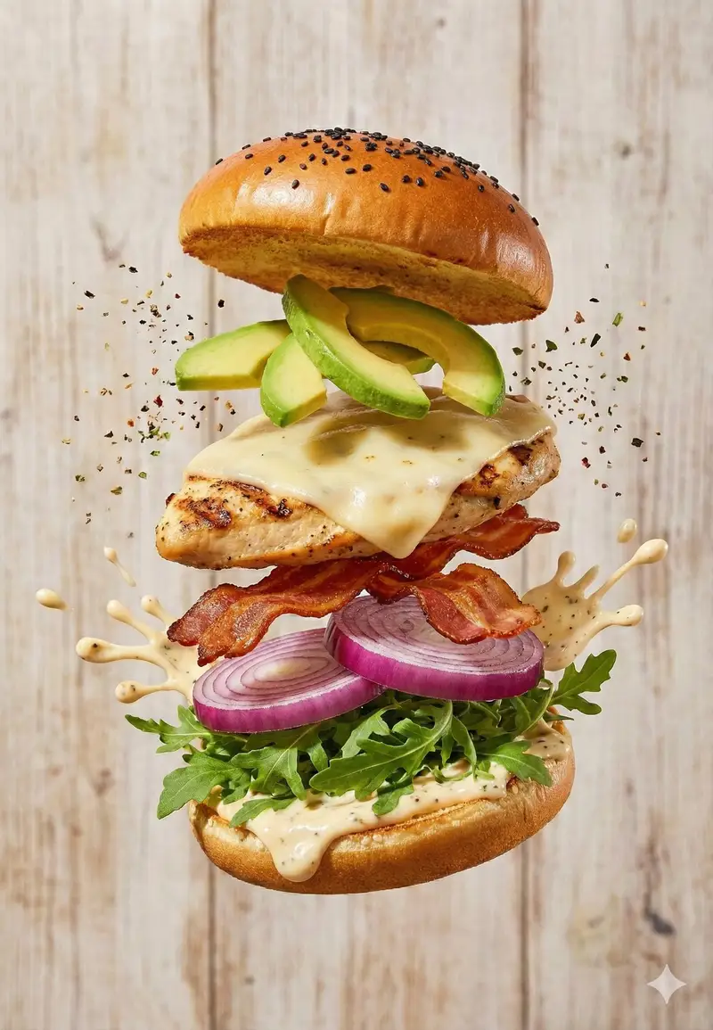 پیش‌نمایش Floating Gourmet Burger Commercial Shot