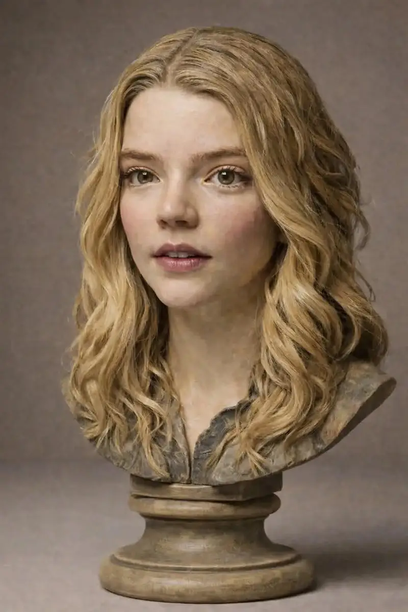 Preview of Polychrome Carved Wooden Sculpture Portrait