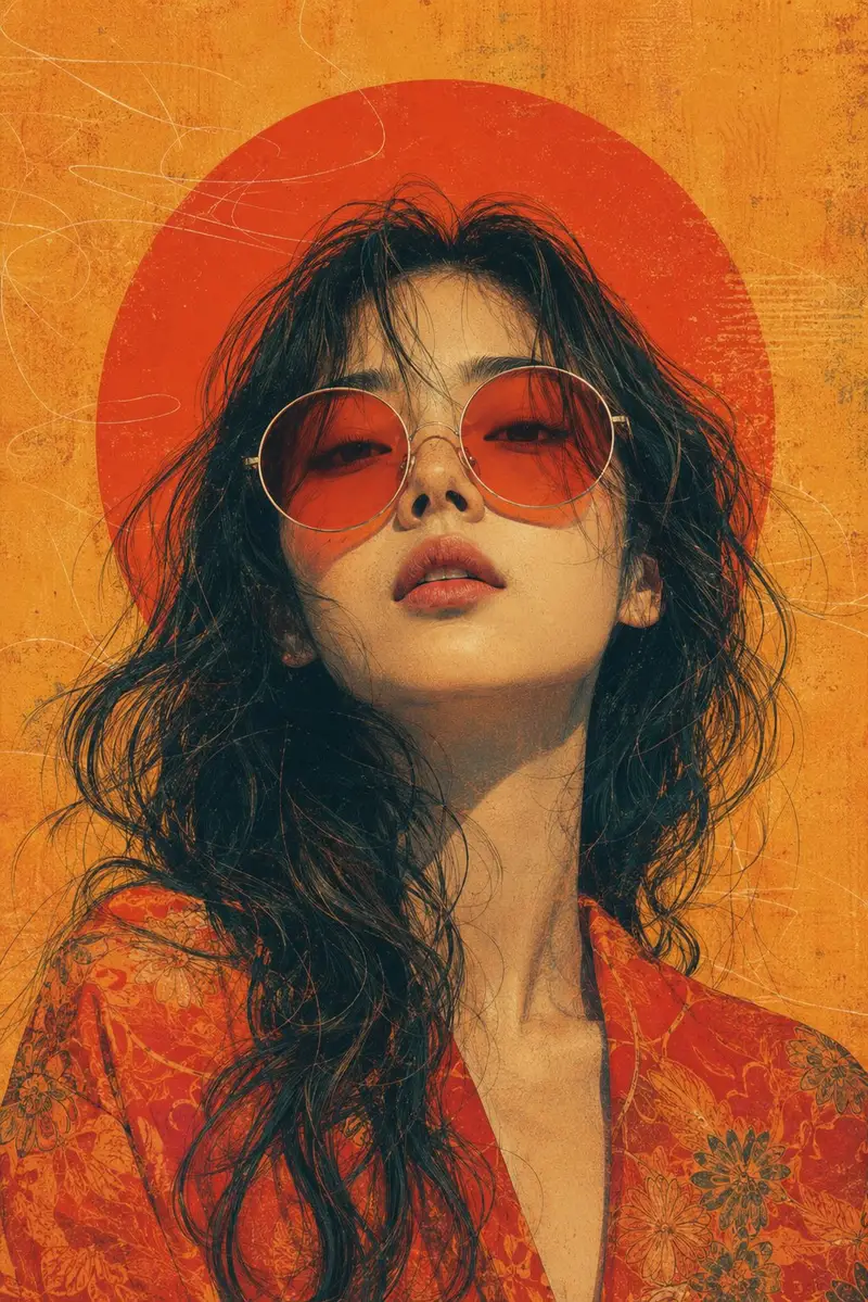 Preview of Retro-Futuristic Editorial Portrait with Sunglasses