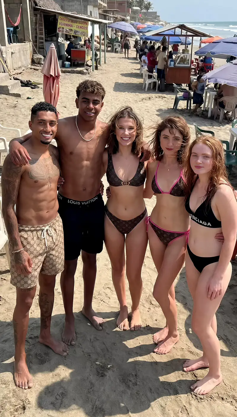 پیش‌نمایش Celebrity Group Photo on Tropical Beach Prompt