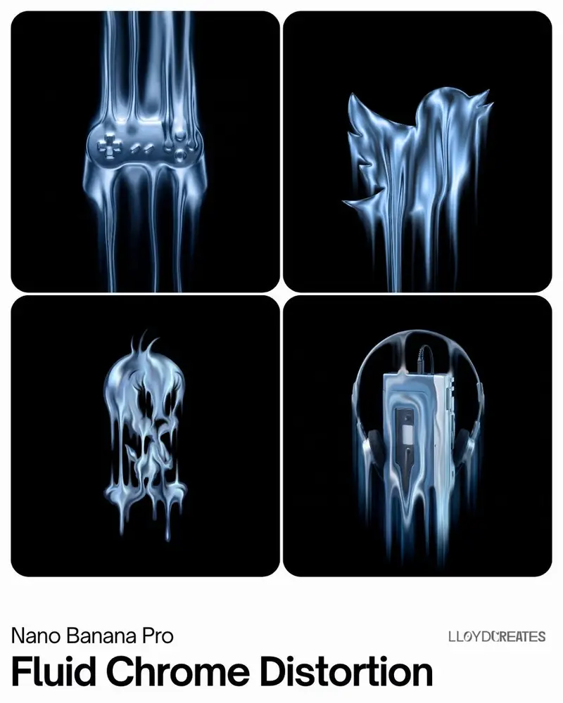 Preview of Fluid Chrome Distortion Product Render