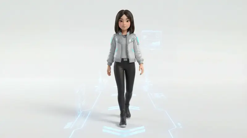 پیش‌نمایش Medium Shot of Character Interacting with Floating Interface