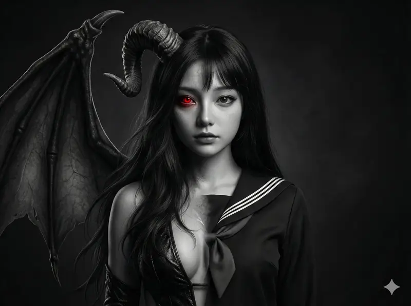 Preview of Human-Succubus Fusion Portrait Prompt