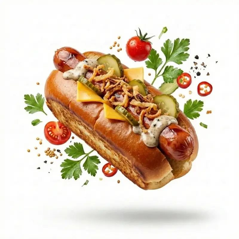 پیش‌نمایش High-End Commercial Food Levitation Photography Prompt