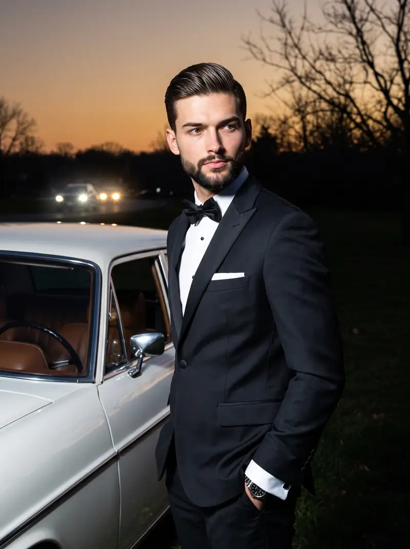 پیش‌نمایش Old-Money Tuxedo Night Portrait