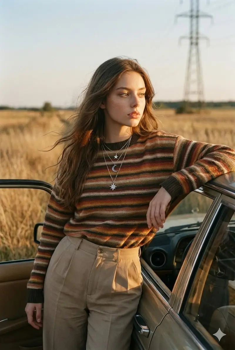 Preview of Vintage Analog Portrait in Golden Hour Countryside
