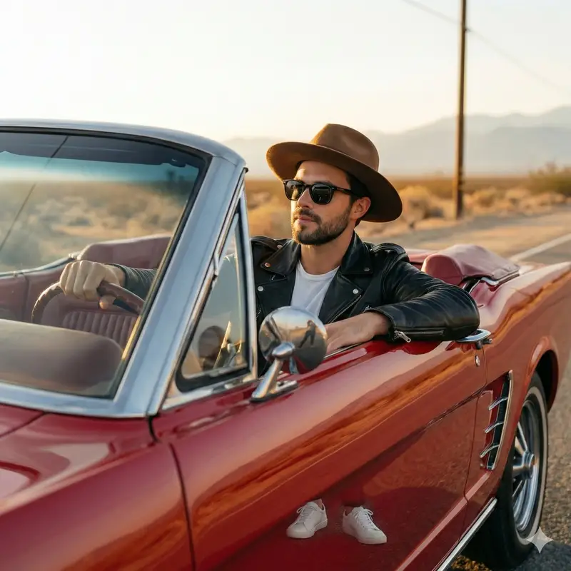 Preview of Retro Americana Fashion Portrait with Vintage Car