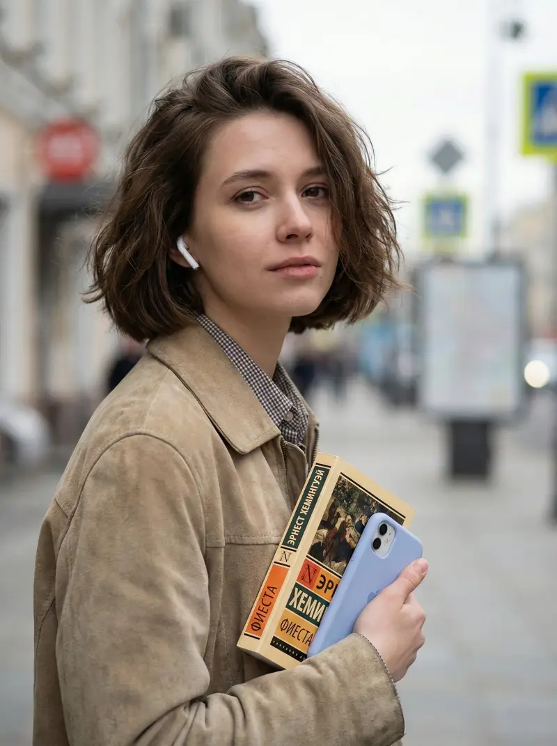 Preview of Photorealistic Street Portrait with Bokeh Background