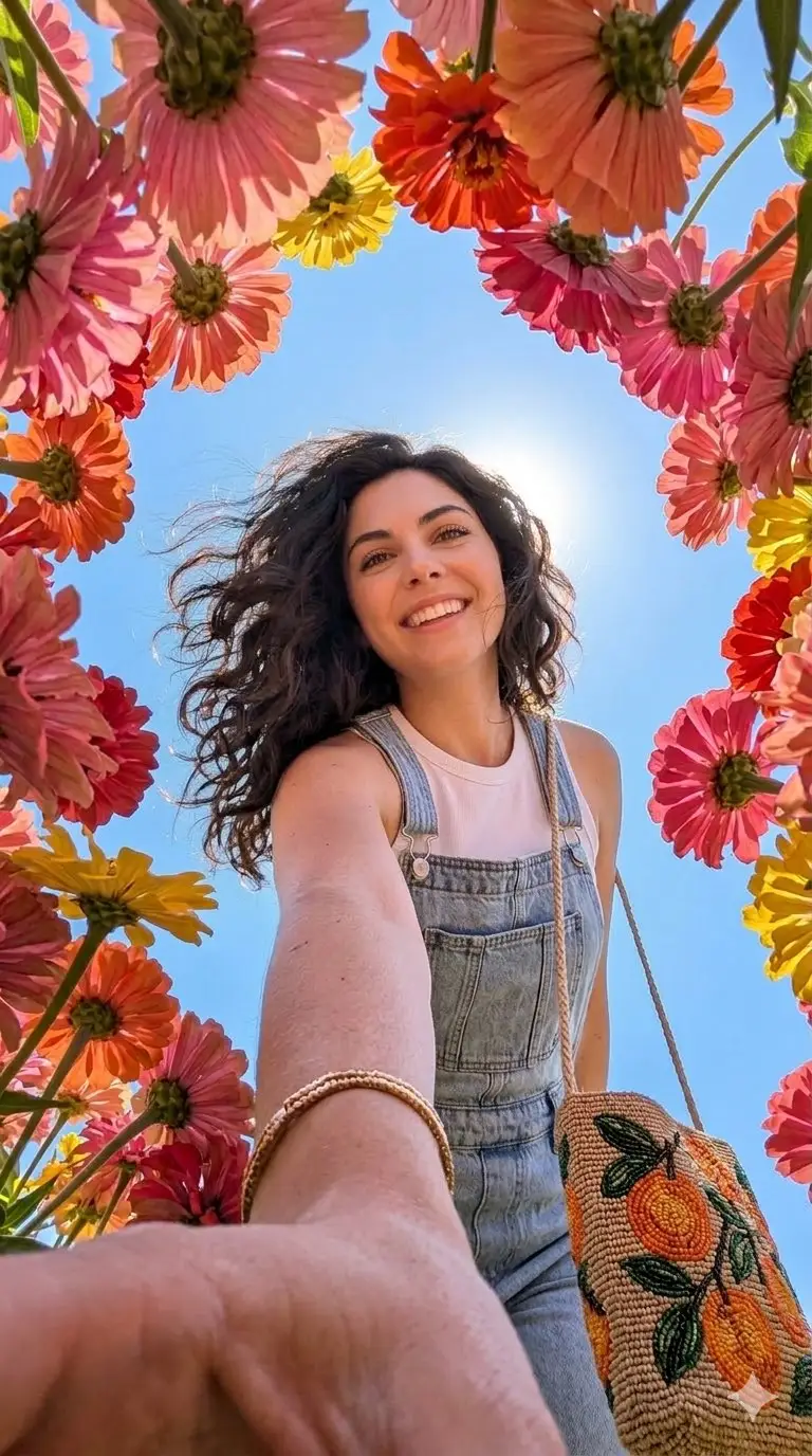 Preview of Smartphone Selfie with Flowers