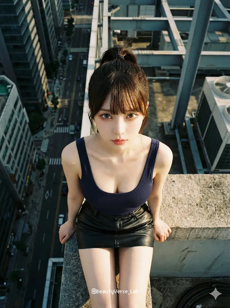 Preview of Extreme Top-Down Skyscraper Edge Portrait Prompt
