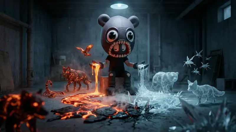 پیش‌نمایش Cinematic Dark Fantasy Scene of Elemental Collision