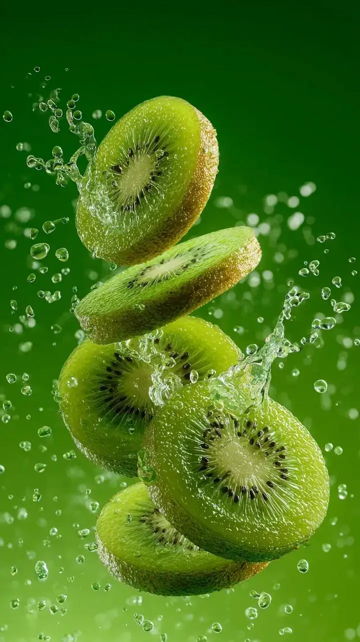 Preview of Hyper-Realistic Kiwi Splash Macro Photography Prompt