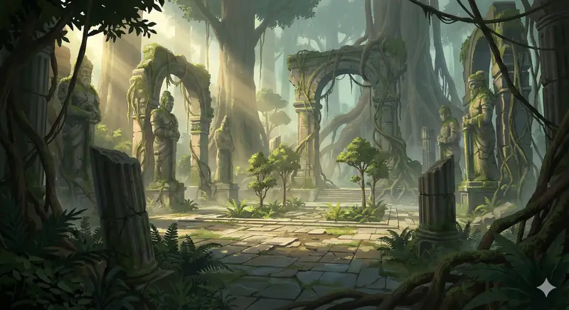 Preview of Cinematic Concept Art for Ancient Abandoned Jungle City