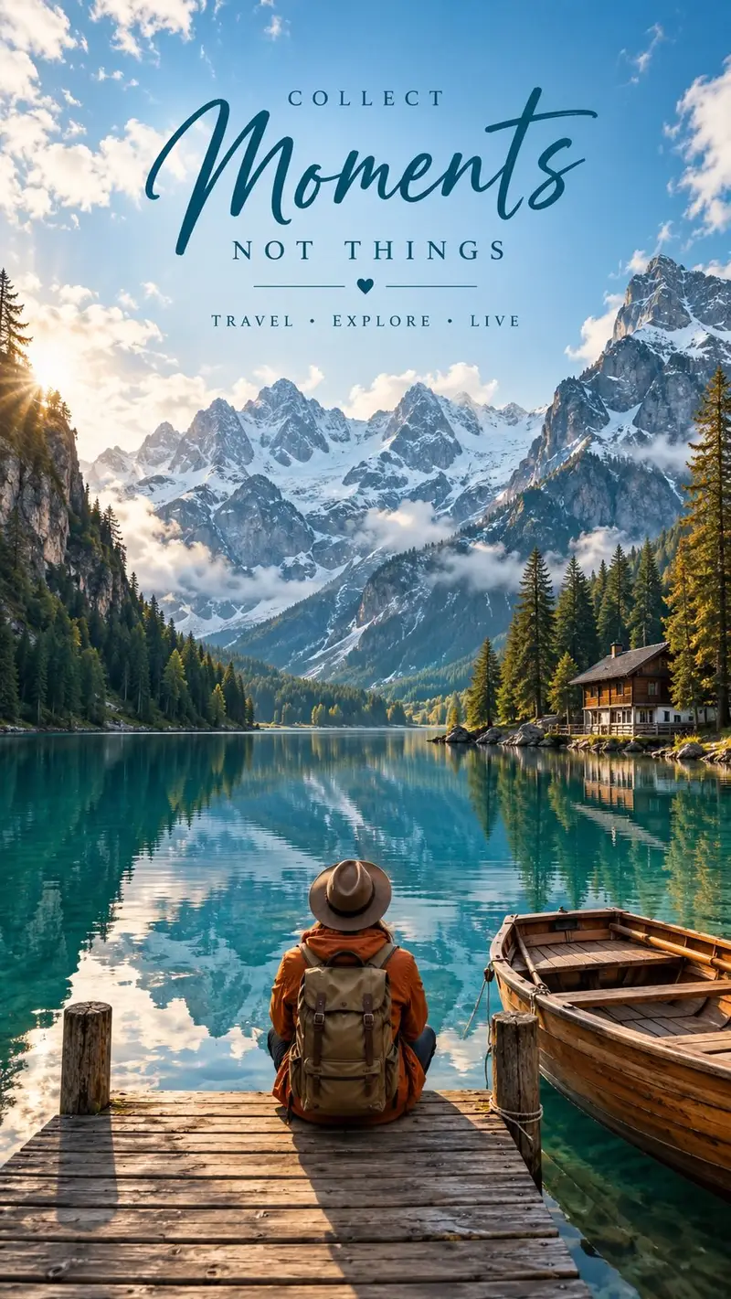 پیش‌نمایش Alpine Lake Editorial Travel Poster