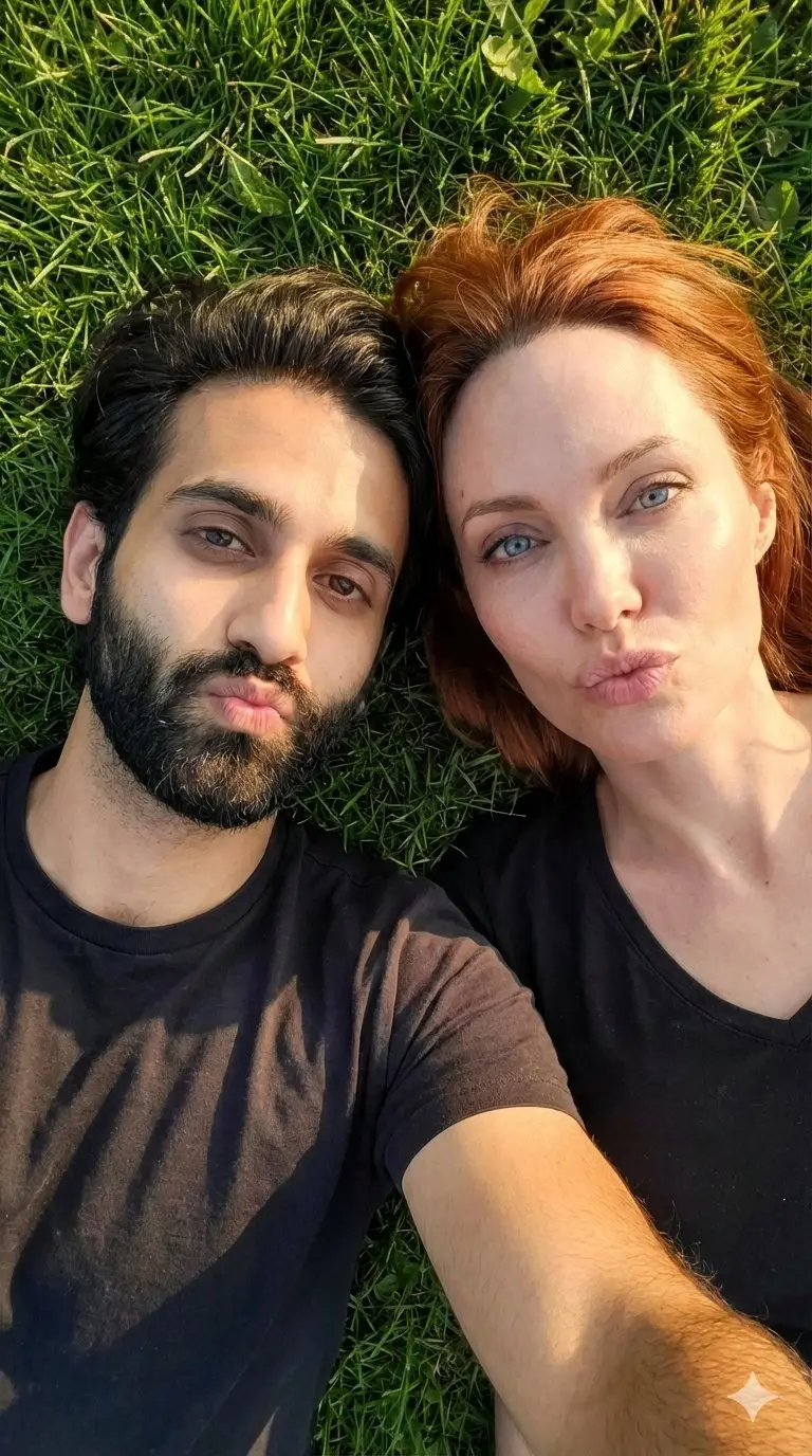 Preview of Hyper-Realistic Couple Selfie on Grass Prompt