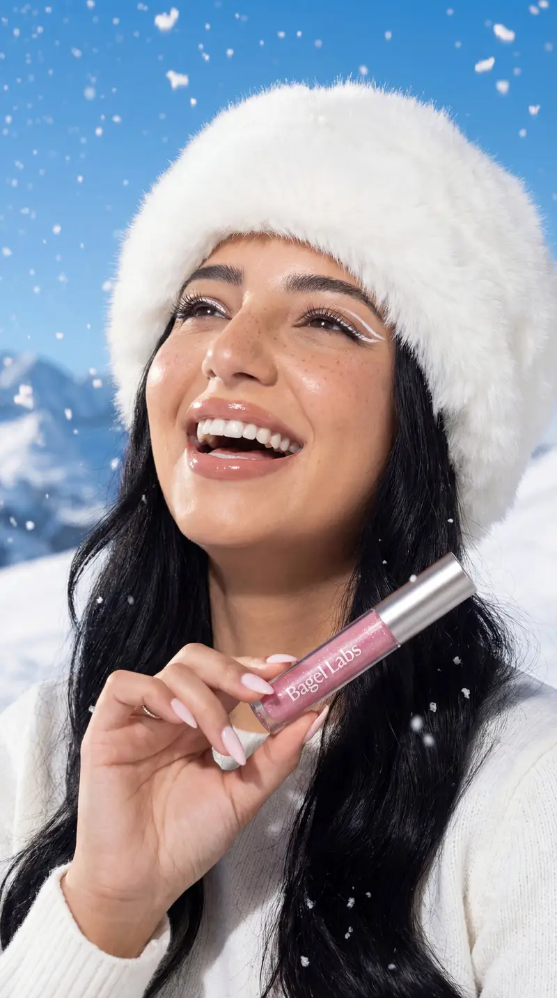 Preview of Ultra-Photorealistic Winter Beauty Ad Product Replacement