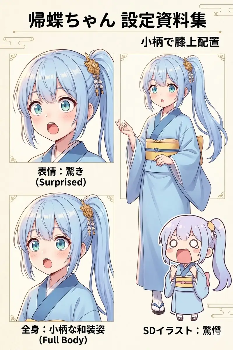 Preview of Japanese Anime Character Sheet Prompt