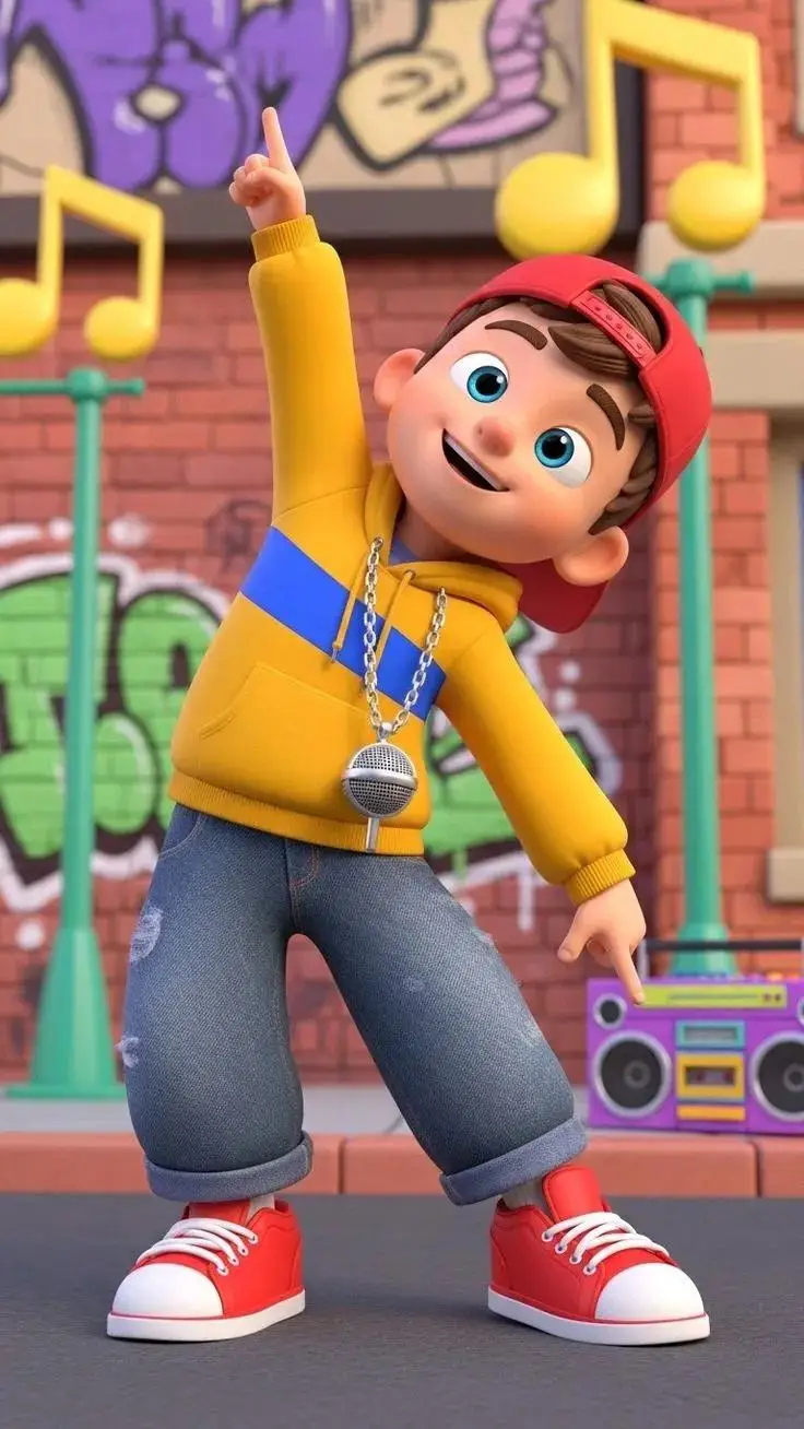 پیش‌نمایش 3D Cartoon Character: Hip-Hop Boy in Pixar Style