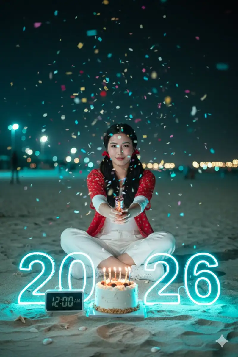 پیش‌نمایش Cinematic New Year 2026 Birthday Photoshoot Prompt