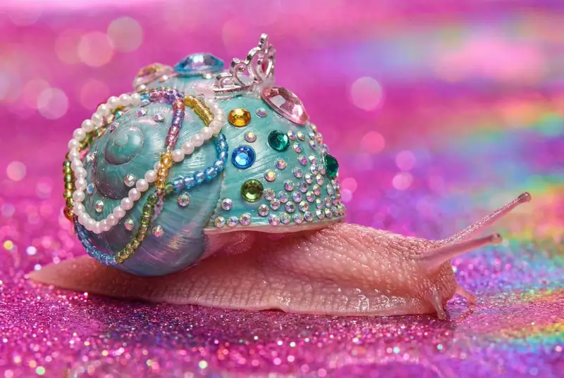 Preview of Macro Snail with Plastic Costume Jewelry