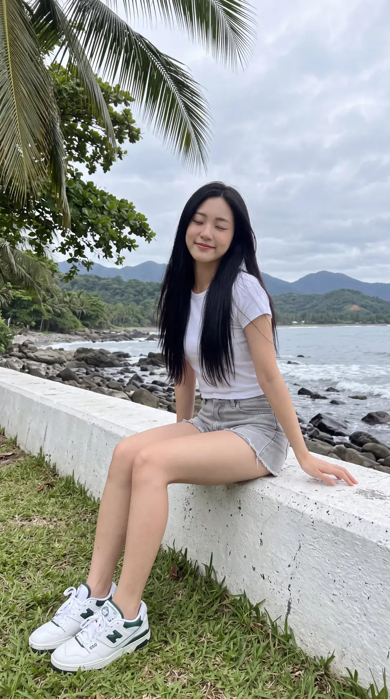 Preview of East Asian Woman on Seawall