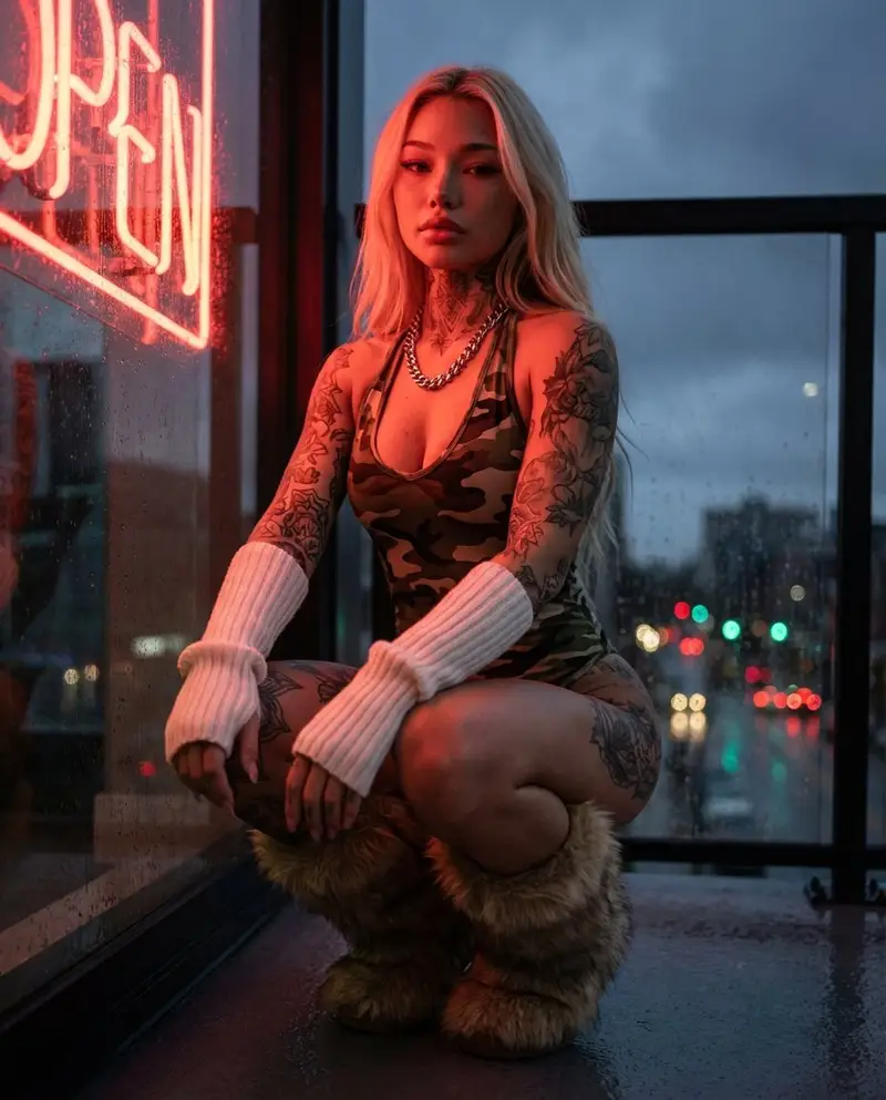 Preview of Cinematic Urban Night Portrait Prompt