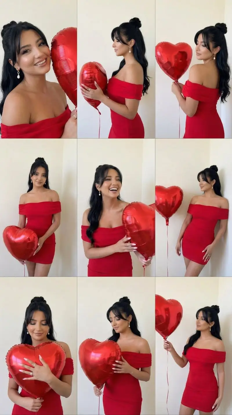 Preview of Romantic Rose Editorial 3x3 Grid Prompt