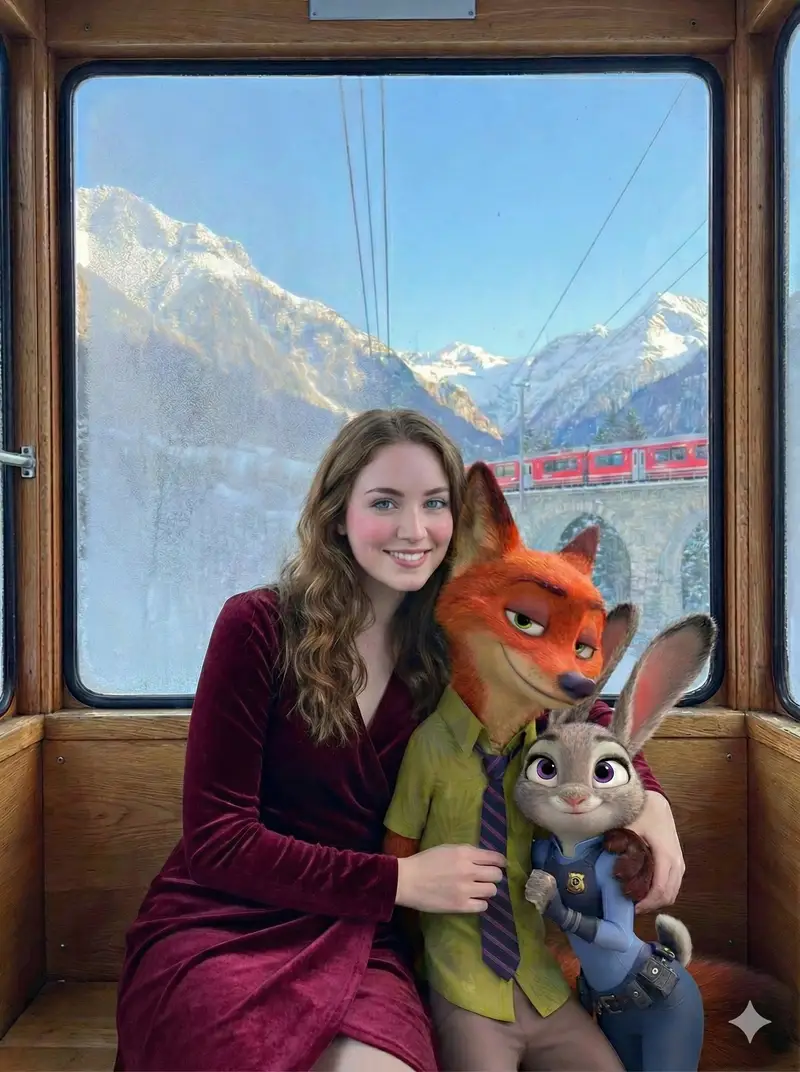 Preview of Cinematic Winter Train Scene with Animated Characters