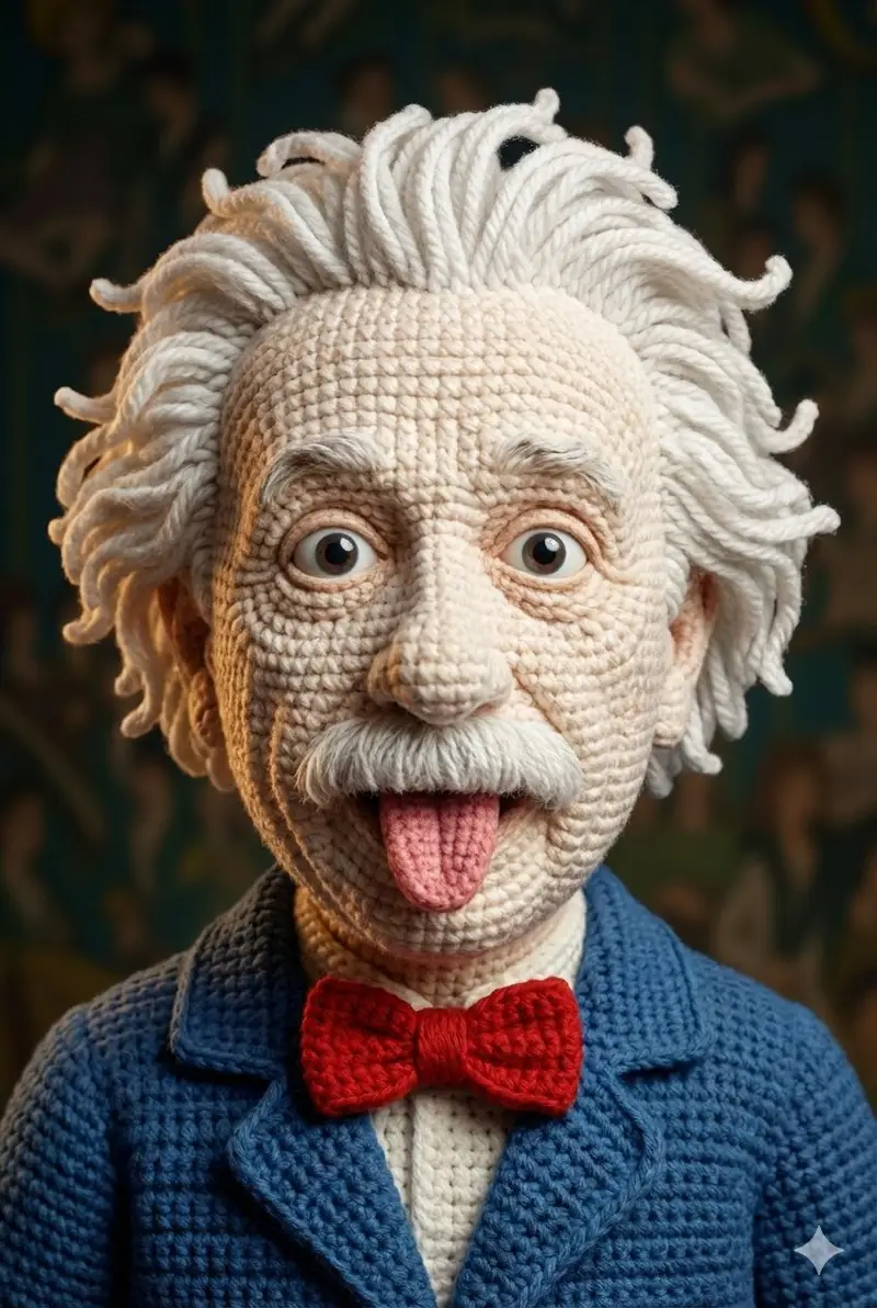 Preview of Hyper-Detailed Crocheted Portrait of a Legend