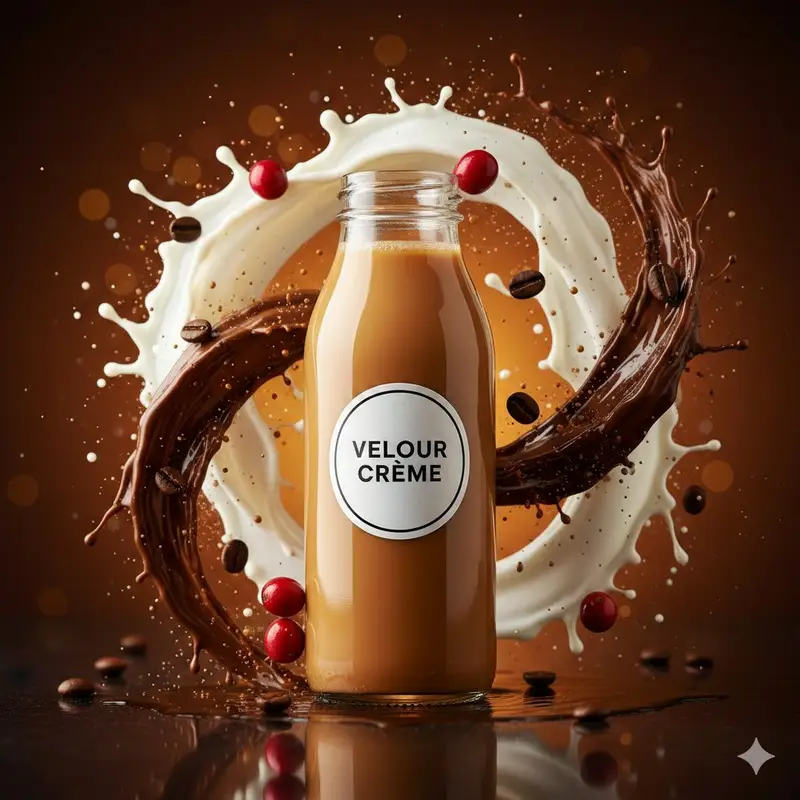 Preview of High-Speed Commercial Food Photography Prompt for Latte Bottle