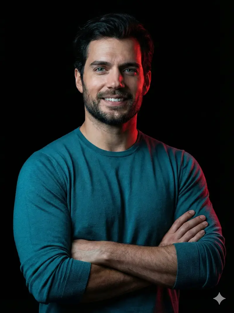 Preview of Cinematic studio portrait with exact facial match