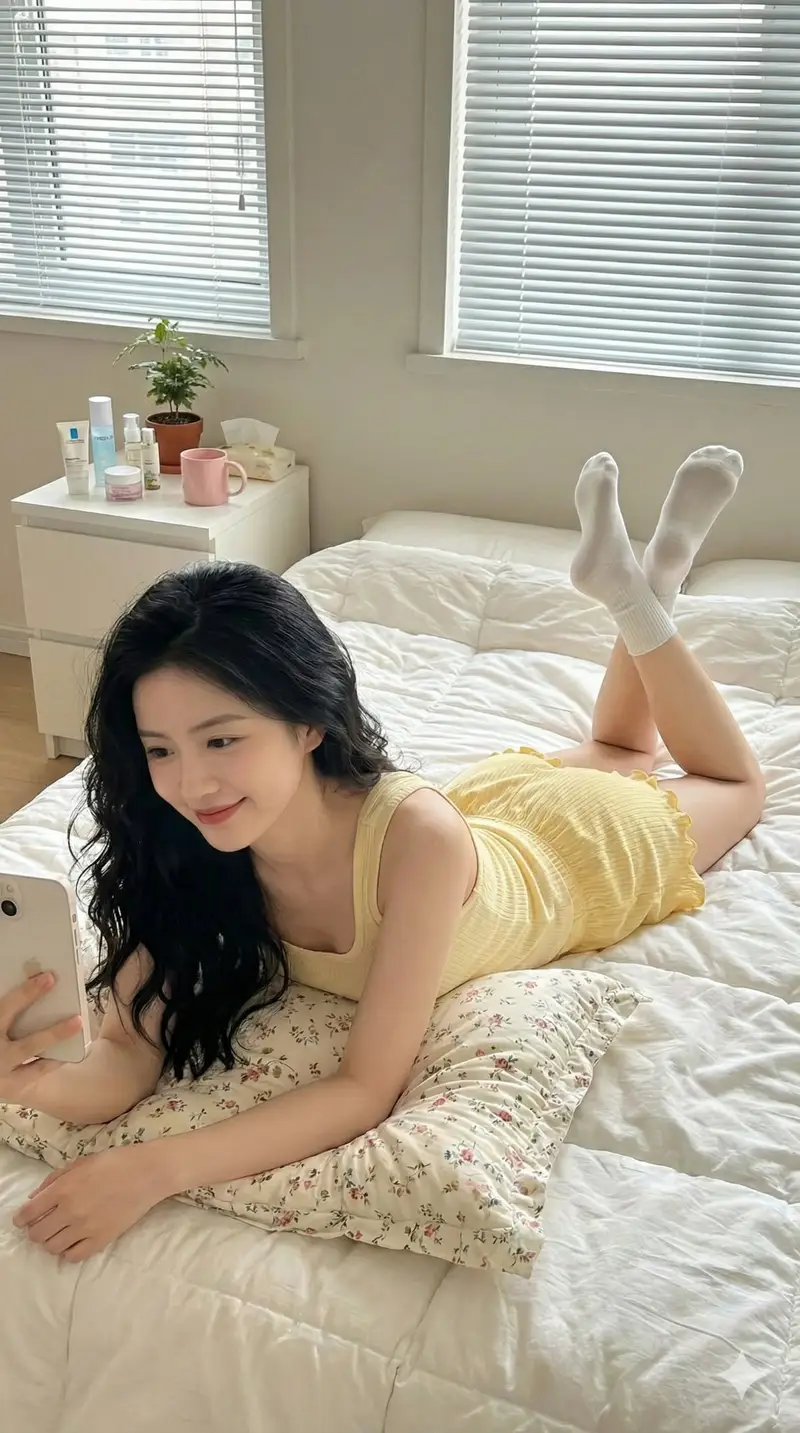 پیش‌نمایش Lazy Bedroom Selfie Prompt (Lying Prone)