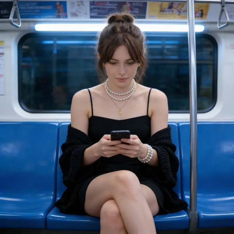 Preview of Candid Photograph of Woman on Subway
