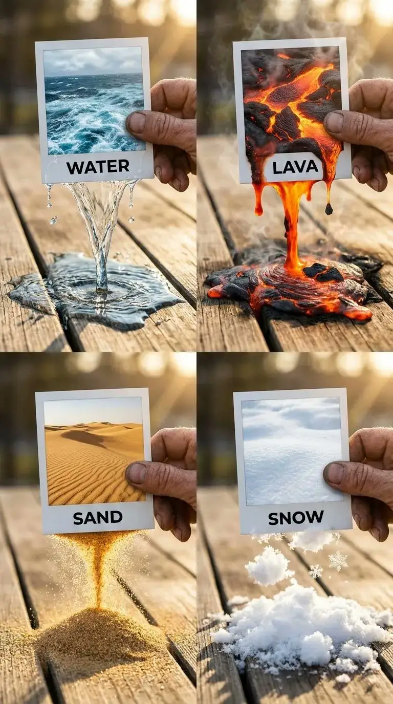پیش‌نمایش Elemental Physics Spill Collage Prompt