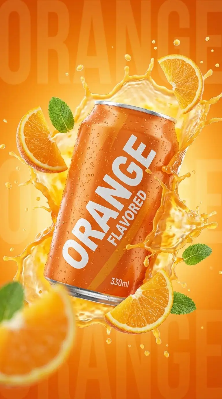 Preview of Commercial Product Photography: Orange Soda Can Splash
